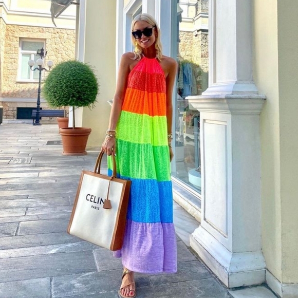 Pitusa Dresses & Skirts - Pitusa Colorblock Maxi Halter Dress Standard Size (M/L/XL) (US sizes 6-14)